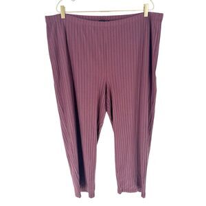 Eileen Fisher Pants Womens 3X Mauve Washable Stretch Rib Ankle Pull On Comfort